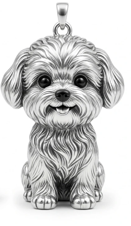 Small white dog pendant design rendering